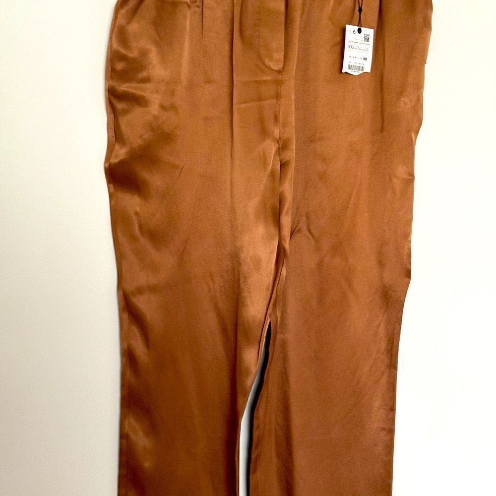 NEW Zara Wide Leg Trousers Brown Color xxl Size